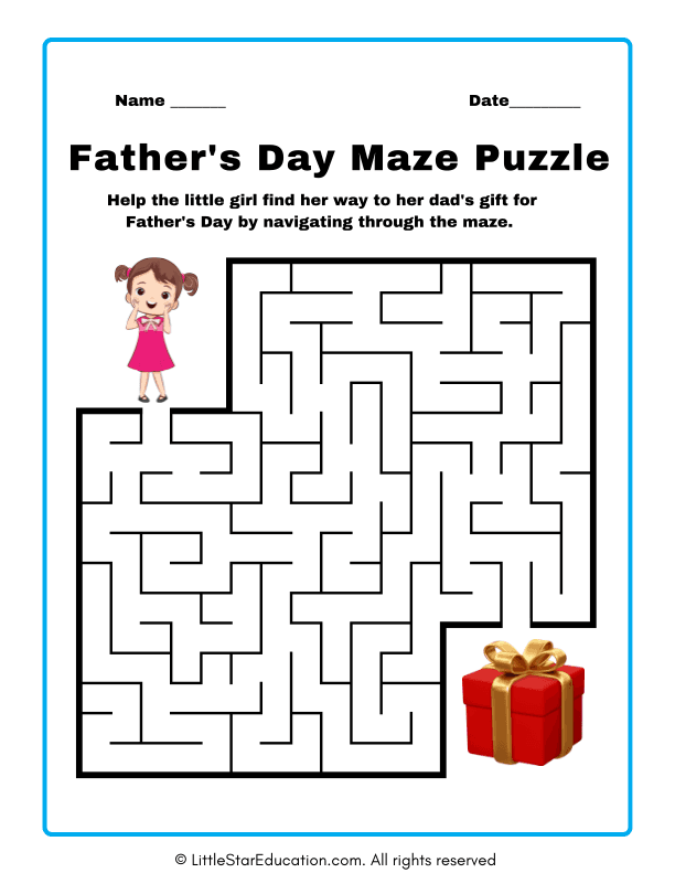 Father's Day Maze Puzzle Workbook