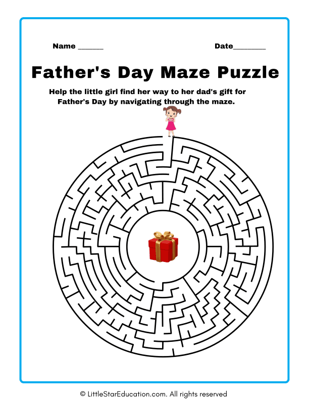 Father's Day Maze Puzzle Workbook