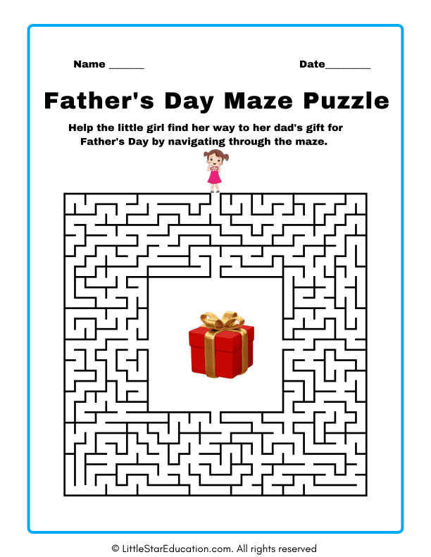 Father's Day Maze Puzzle Workbook