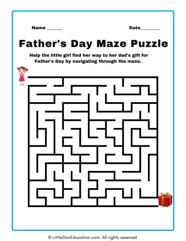Father's Day Maze Puzzle Workbook