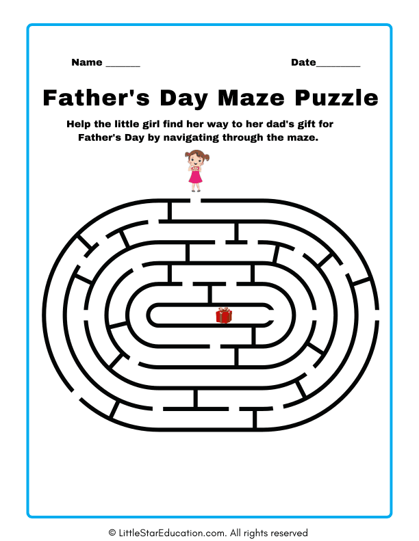 Father's Day Maze Puzzle Workbook