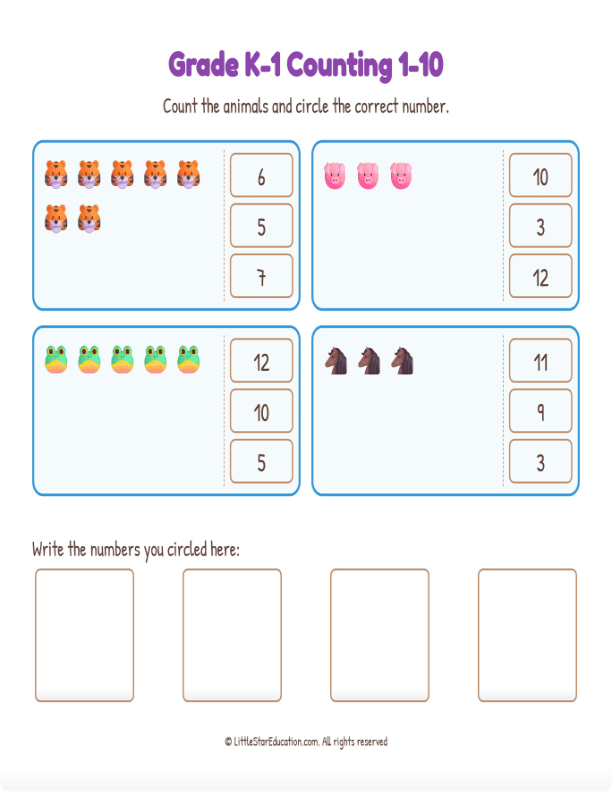 Grade K1 Counting 1 10 Workbook