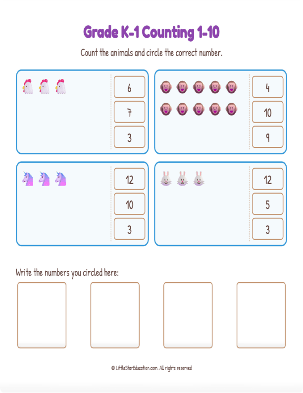 Grade K1 Counting 1 10 Workbook