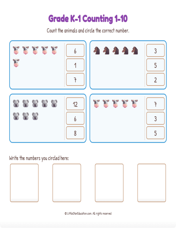Grade K1 Counting 1 10 Workbook