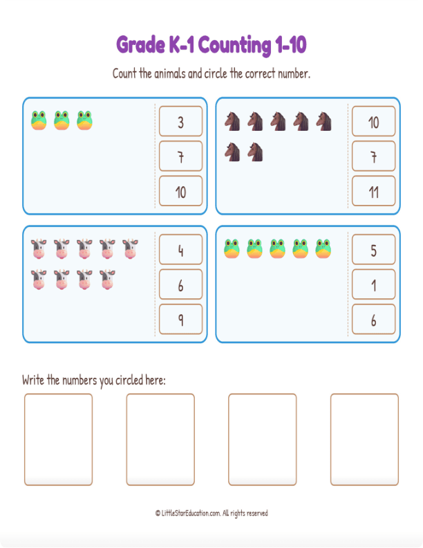 Grade K1 Counting 1 10 Workbook
