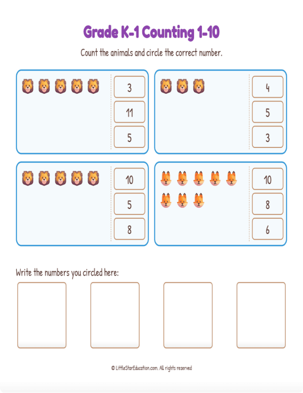 Grade K1 Counting 1 10 Workbook