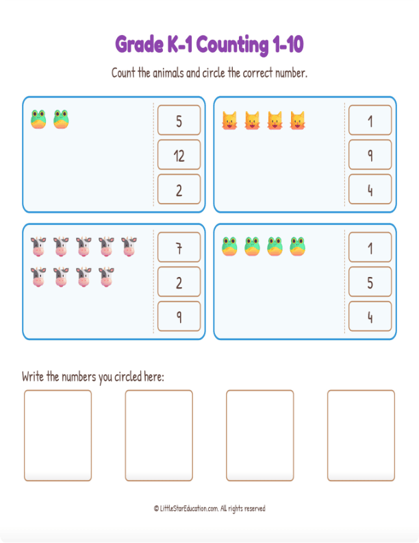 Grade K1 Counting 1 10 Workbook