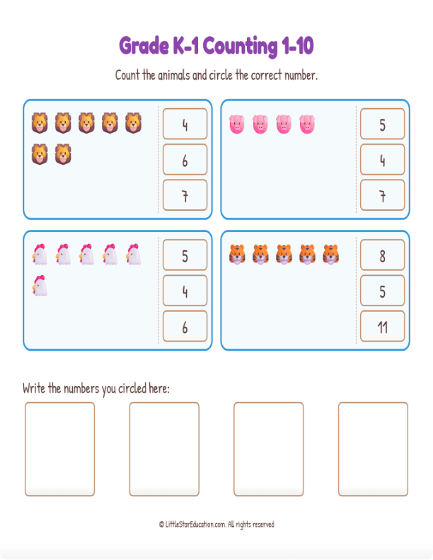 Grade K1 Counting 1 10 Workbook