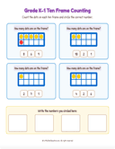 Grade K1 Ten Frame Counting 1 to 10  Workbook thumbnail 2
