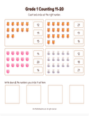 Grade 1 Counting 11 to 20 Workbook thumbnail 16