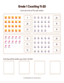 Grade 1 Counting 11 to 20 Workbook thumbnail 19