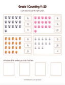 Grade 1 Counting 11 to 20 Workbook thumbnail 6