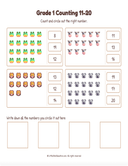 Grade 1 Counting 11 to 20 Workbook thumbnail 7