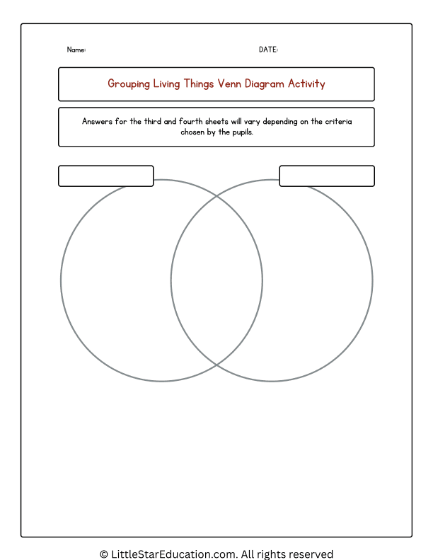 Grouping Animals Venn Diagram Worksheets