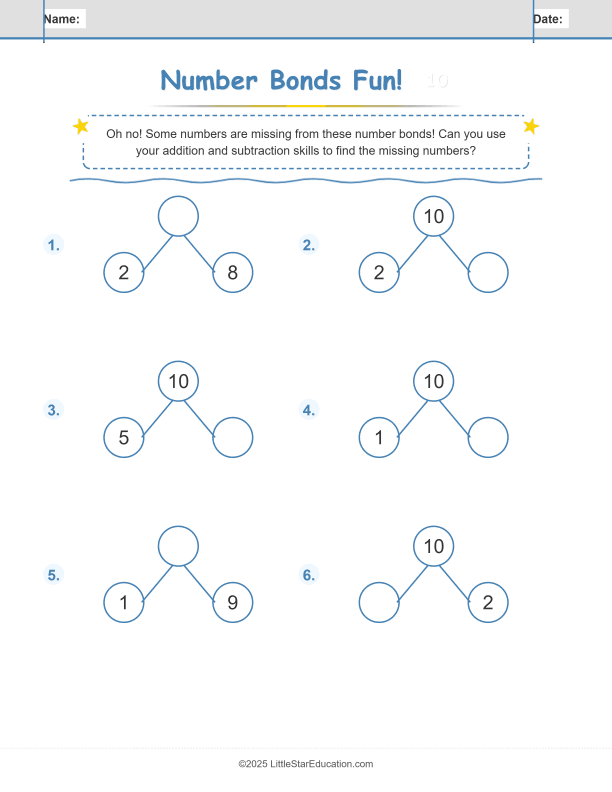Number Bonds  Make 10 Workbook