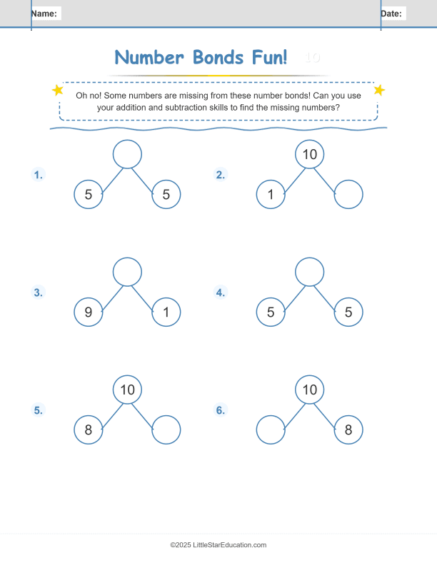 Number Bonds  Make 10 Workbook
