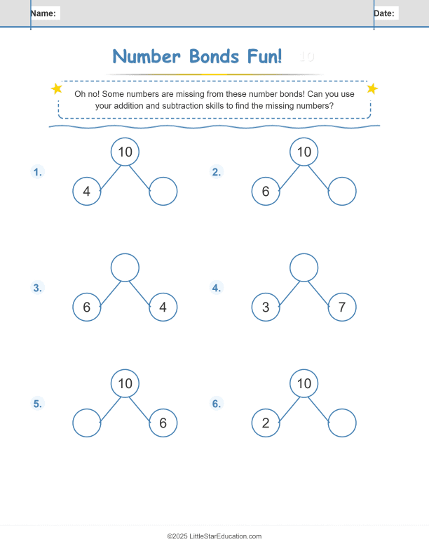 Number Bonds  Make 10 Workbook