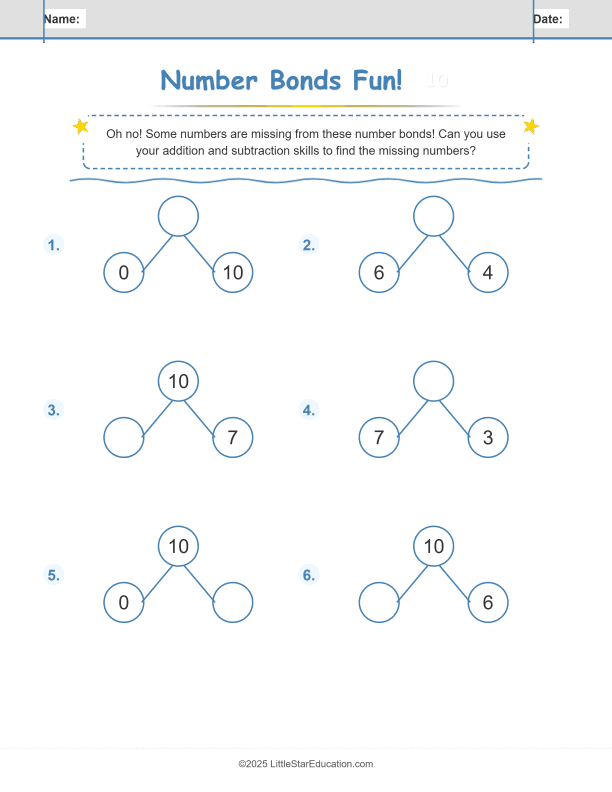 Number Bonds  Make 10 Workbook