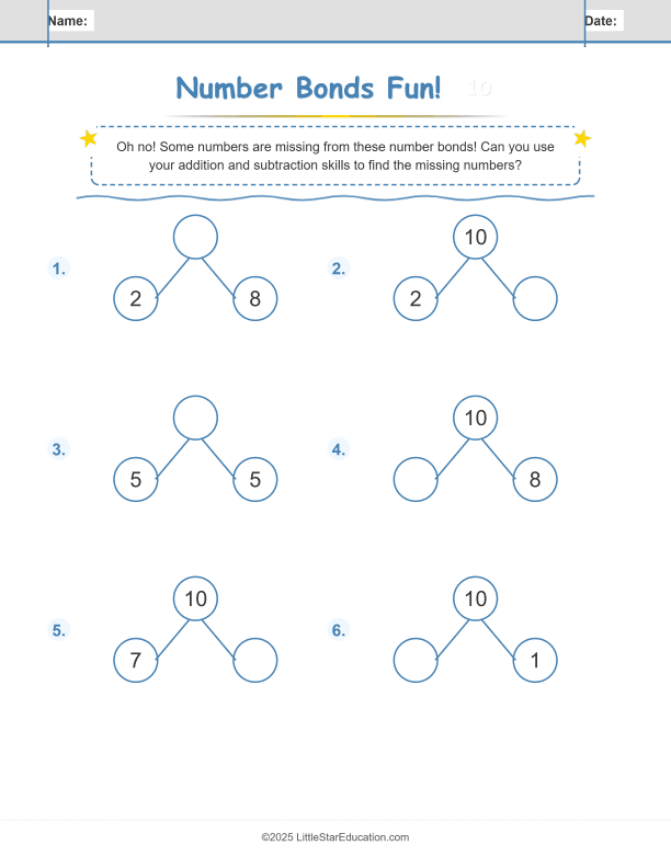 Number Bonds  Make 10 Workbook