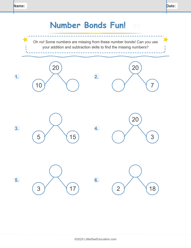 Number Bonds Make 20 Workbook