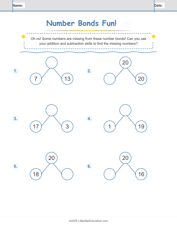 Number Bonds Make 20 Workbook