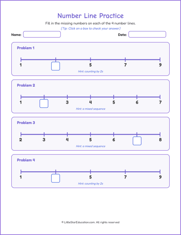 Number Line Workbook: Number 1 to 10