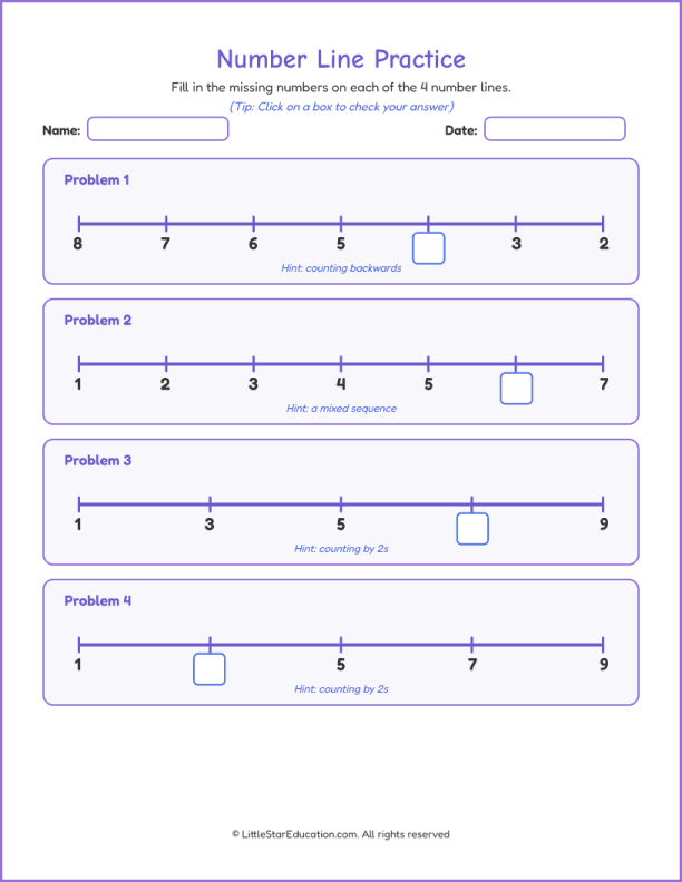 Number Line Workbook: Number 1 to 10
