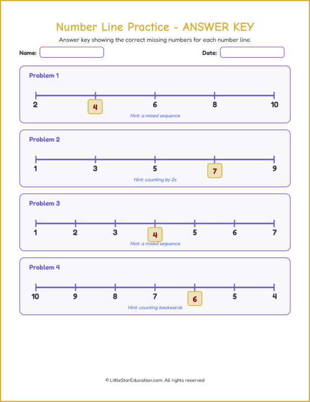 Number Line Workbook: Number 1 to 10