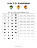 Number Order Greatest to Least Worksheet thumbnail 1