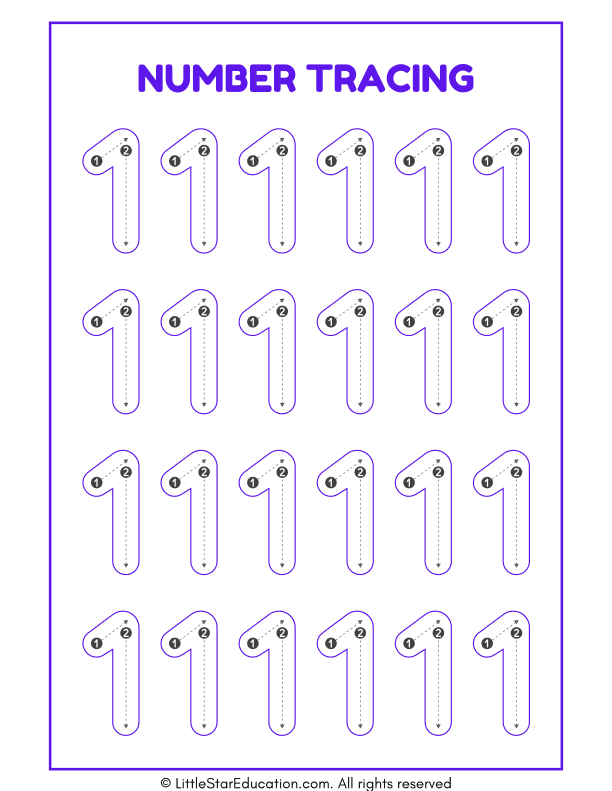 Number Tracing 1 to 10 Worksheet