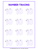 Number Tracing 1 to 10 Worksheet thumbnail 10