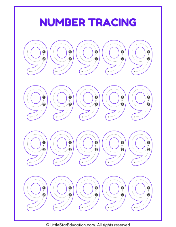 Number Tracing 1 to 10 Worksheet