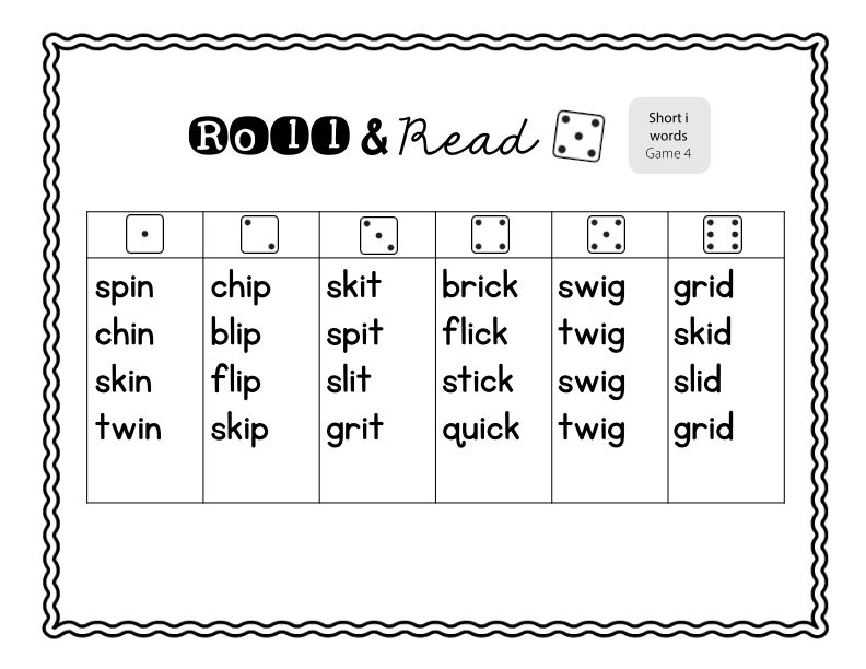 Roll and Read Short 'i' Words Practice