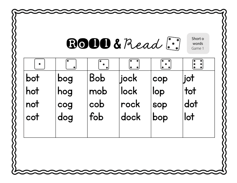 Roll and Read Short 'o' Words Practice