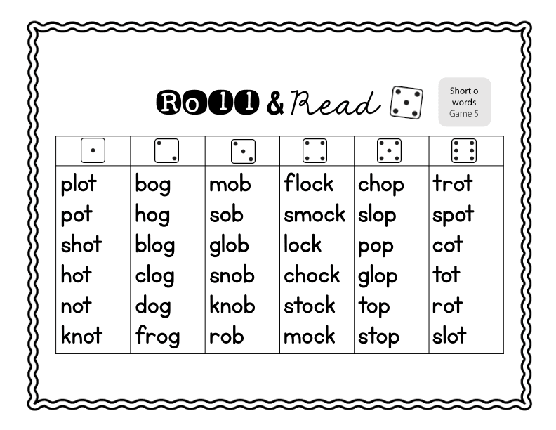 Roll and Read Short 'o' Words Practice