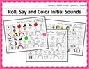 Roll, Say, and Color Initial Sounds Worksheet thumbnail 1