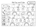 Roll, Say, and Color Initial Sounds Worksheet thumbnail 3