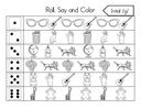 Roll, Say, and Color Initial Sounds Worksheet thumbnail 9