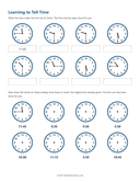 Time Telling Worksheet Learning to Tell Time thumbnail 3