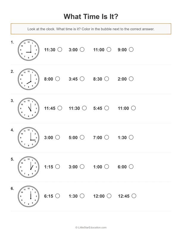What Time Is It : 12 Hour Clock