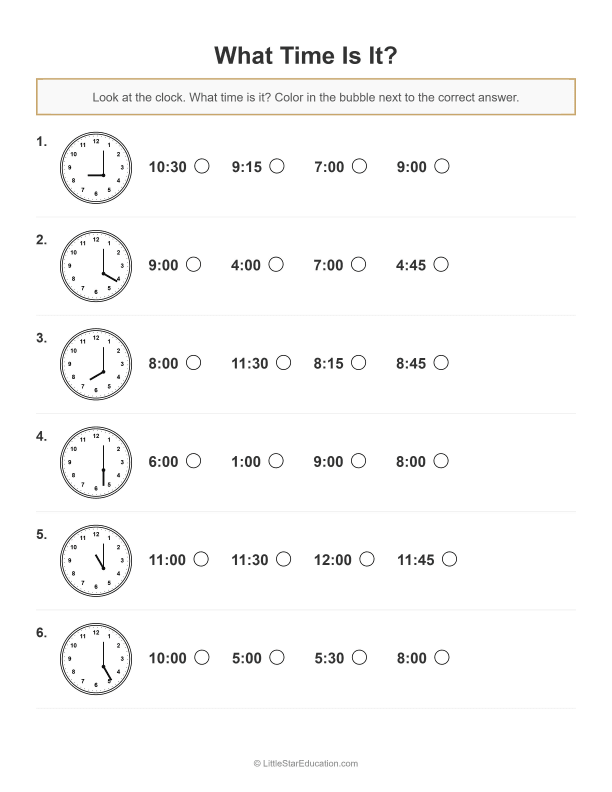 What Time Is It : 12 Hour Clock
