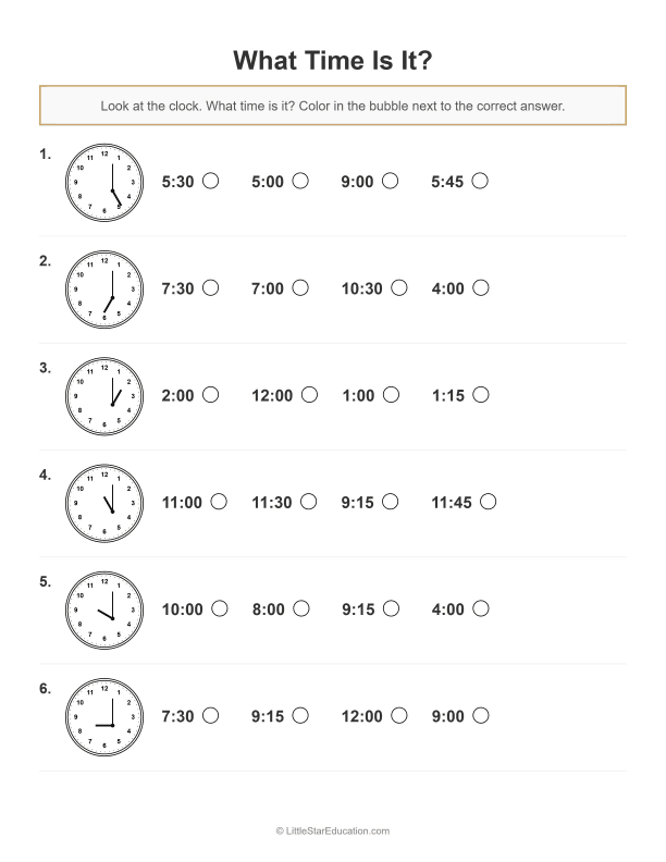 What Time Is It : 12 Hour Clock