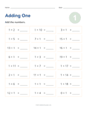 Adding 1 Worksheet thumbnail 1
