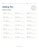Adding 10 Worksheet thumbnail 1