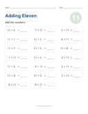 Adding 11 Worksheet thumbnail 1