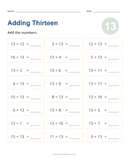 Adding 13 Worksheet thumbnail 1