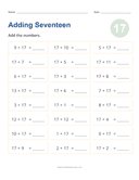 Adding 17 Worksheet thumbnail 1