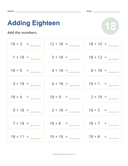 Adding 18 Worksheet thumbnail 1