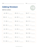 Adding 19 Worksheet thumbnail 1