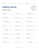 Adding 20 Worksheet thumbnail 1